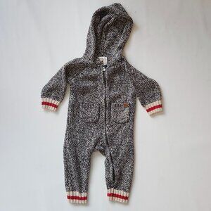 ROOTS Baby Cabin Knit Romper GREY OAT MIX Size: 6-12 Medium
